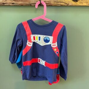 Miniboden Boys Shirt Space Rocket Costume Applique Top Blue Size‎ 5-6 Years